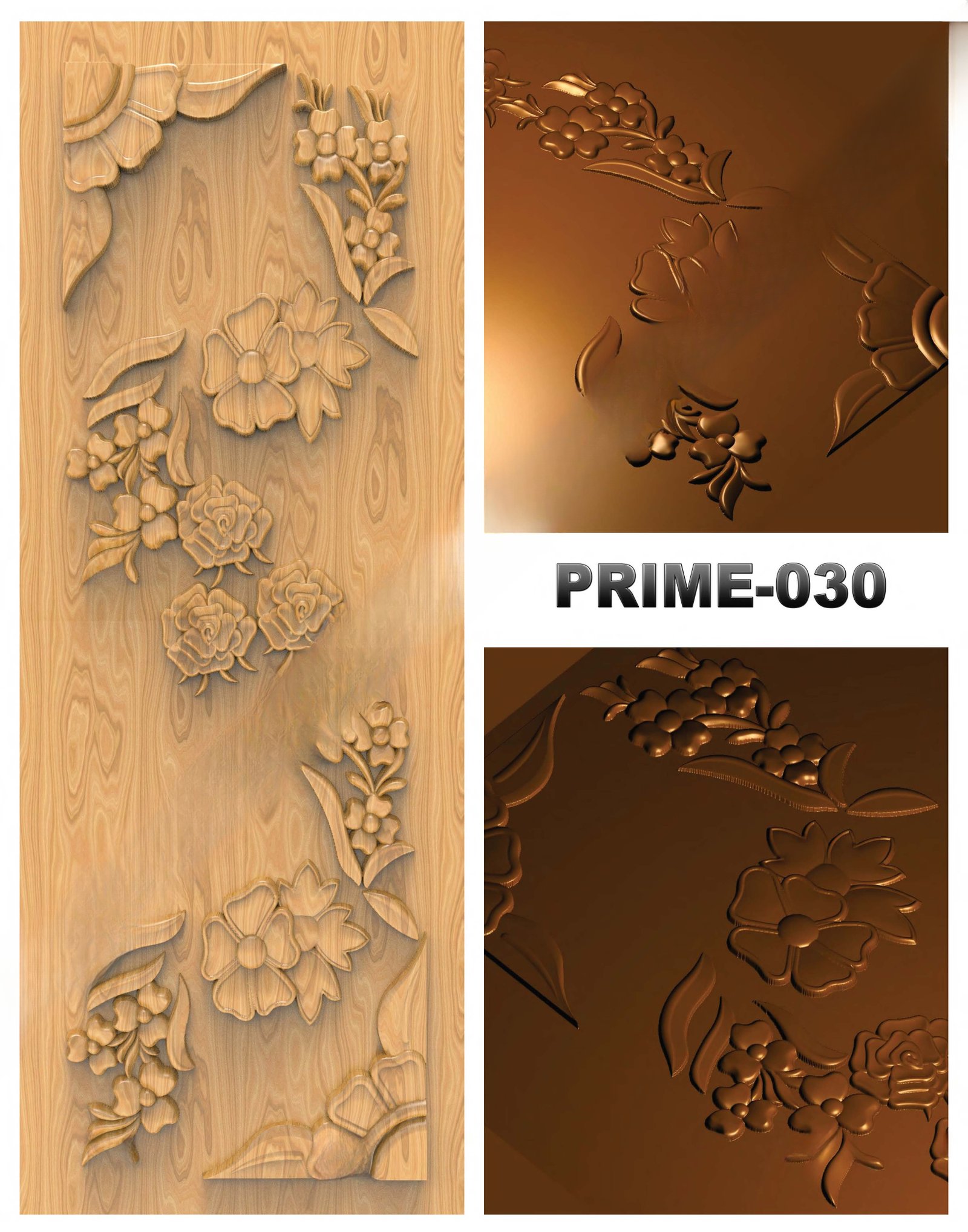 prime designs - PRIME-30 Floral Elegance Carved Door 3D Model